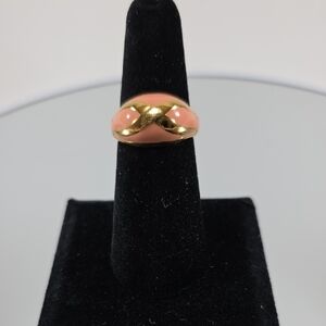 Vintage Avon Pink Enamel And Gold Tone Ring